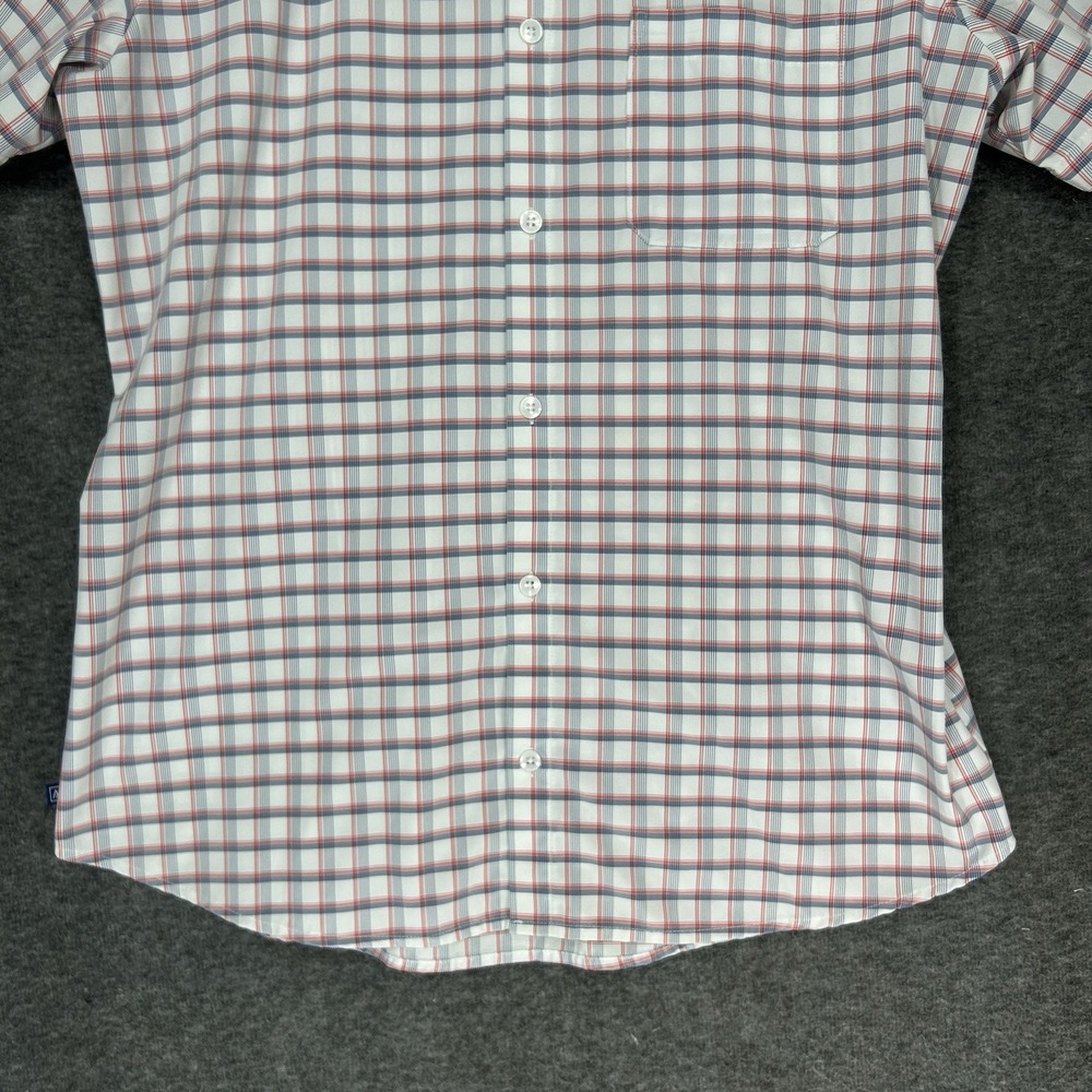 Mizzen Main Shirt Mens Large White Blue Plaid Button Up Trim Leeward performance - Picture 7 of 10